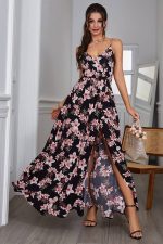 Robe Champêtre Fleurie Et Fendue