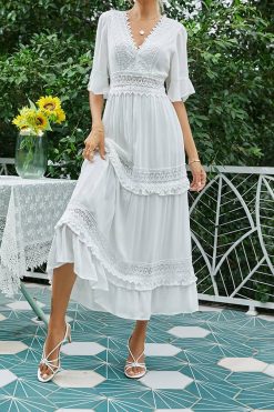 Robe Blanche Champêtre Dentelle