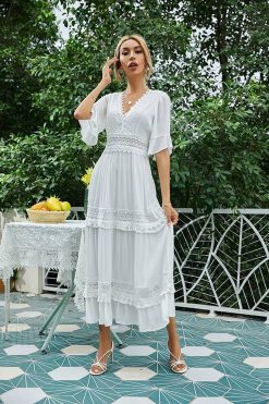 Robe Blanche Champêtre Dentelle