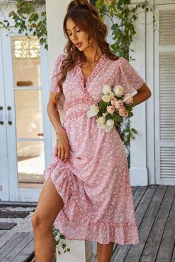 Robe Champêtre Col Fronce