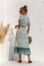 Robe Champêtre Chic Vert Bohème