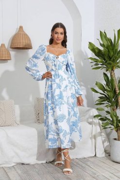 Robe Champêtre Longue Avec Manche