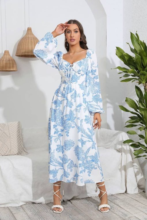Robe Champêtre Longue Avec Manche