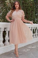 Robe Champêtre Rose Poudre Grande Taille