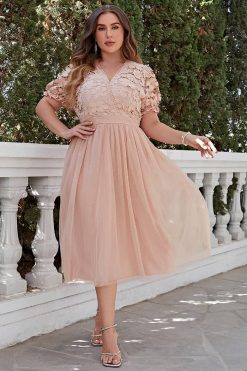 Robe Champêtre Rose Poudre Grande Taille