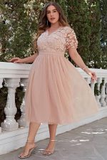 Robe Champêtre Rose Poudre Grande Taille