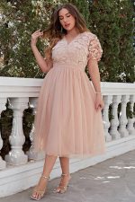 Robe Champêtre Rose Poudre Grande Taille