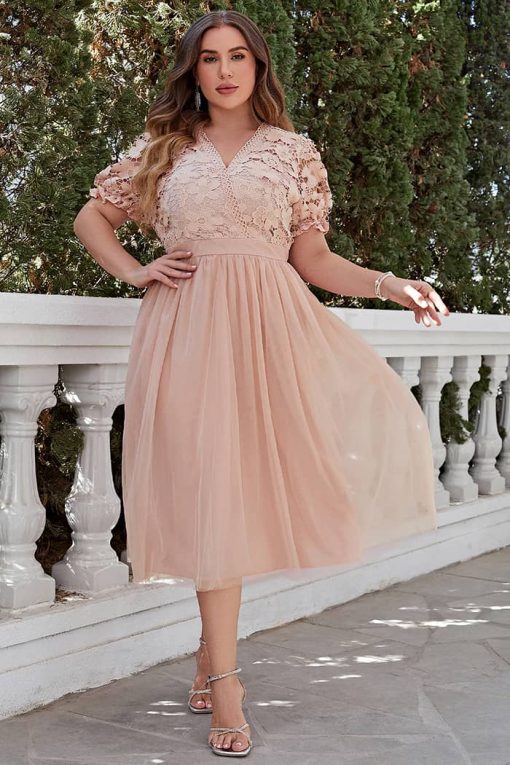 Robe Champêtre Rose Poudre Grande Taille