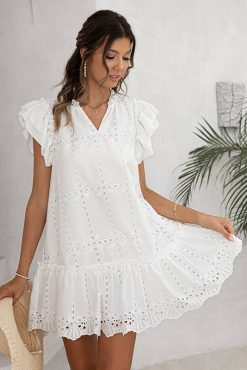 Robe Courte Broderie Champêtre