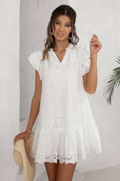 Robe Courte Broderie Champêtre