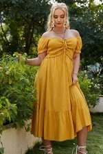 Robe Jaune Champêtre Grande Taille