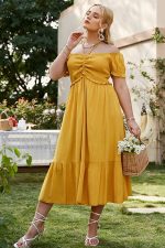 Robe Jaune Champêtre Grande Taille
