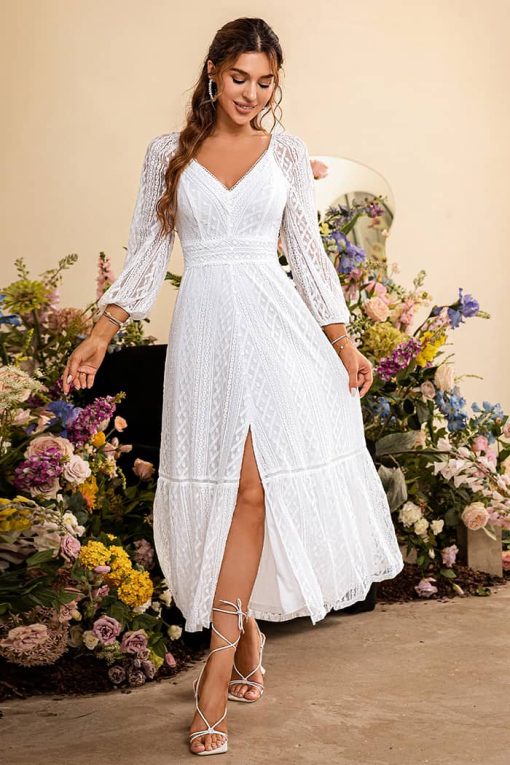 Robe Longue Blanche Champêtre
