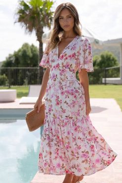 Robe Longue Champêtre Rose