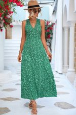 Robe Longue Champêtre Verte