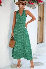 Robe Longue Champêtre Verte