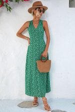 Robe Longue Champêtre Verte