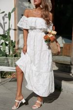 Robe Maxi Col Bateau Champêtre
