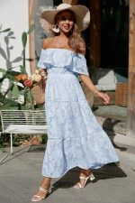 Robe Maxi Col Bateau Champêtre