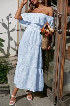 Robe Maxi Col Bateau Champêtre