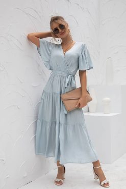 Robe Longue Champêtre Bleu