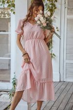 Robe Longue Unie Invitee Mariage Champêtre