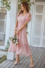 Robe Longue Unie Invitee Mariage Champêtre