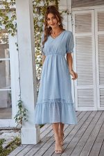 Robe Longue Unie Invitee Mariage Champêtre