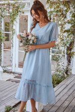 Robe Longue Unie Invitee Mariage Champêtre