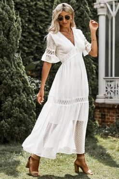 Robe Manche Dentelle Blanc Champêtre