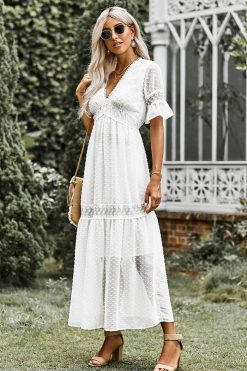 Robe Manche Dentelle Blanc Champêtre
