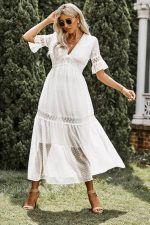 Robe Manche Dentelle Blanc Champêtre