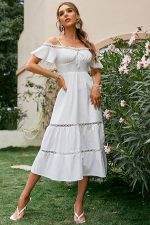 Robe Mi-Longue Blanche Champêtre