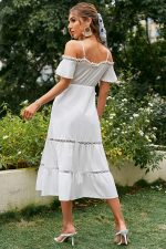 Robe Mi-Longue Blanche Champêtre