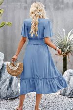 Robe Printaniere Champêtre Midi Fluide