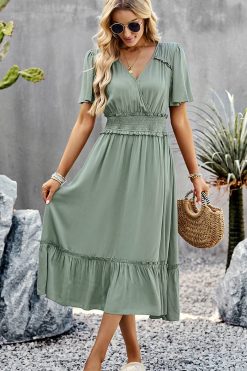 Robe Printaniere Champêtre Midi Fluide