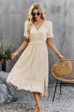 Robe Printaniere Champêtre Midi Fluide