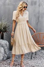 Robe Printaniere Champêtre Midi Fluide