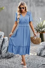 Robe Printaniere Champêtre Midi Fluide